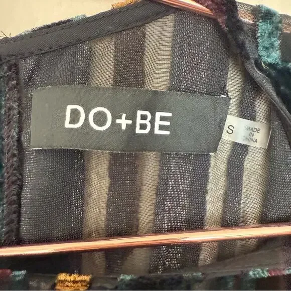 Do+Be Striped Burn Out Puff Sleeves Size Small Sheer Blouse Holiday Office Vixen - Picture 3 of 4